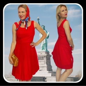 Vintage Maggi Stover Red Chiffon Party Dress